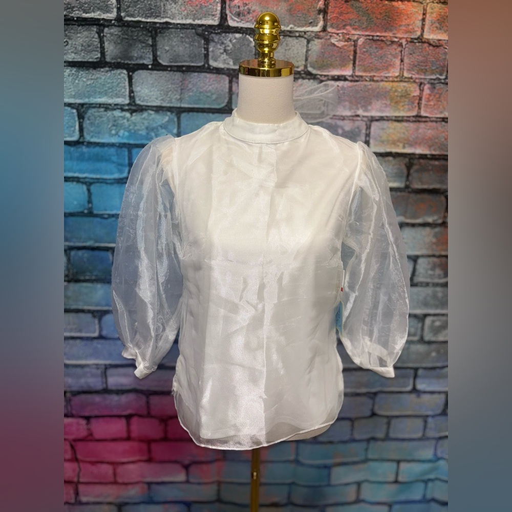 NWT CeCe White Organza Blouse